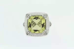 Ring-Lemon Quartz - White Topaz Ring - 9DOT31 cts 925