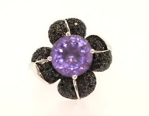 Ring-Unique Design Amethyst - Black Spinel Ring
