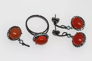 Miscellaenous-925 Orange Chalcedony - Blue Topaz Set -16DOT12 cts