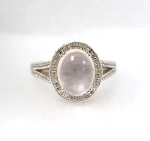 Ring-Rose Quartz - White Topaz Ring