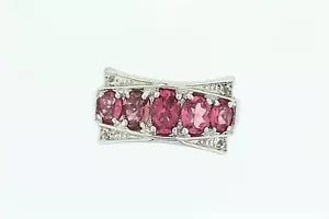 Ring-925 SS Pink Tourmaline - White Topaz Ring - 1DOT65 cts