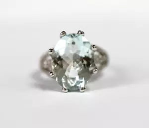 Ring-925 Silver - Aquamarine - White Topaz Ring