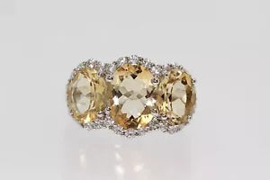 Ring-DOT925 Sterling Silver - Citrine - White Topaz Ring DOT