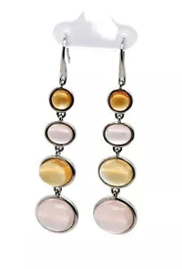 Earring-925 Lemon Quartz - Rose Quartz - Citrine Earrings - 22DOT50 cts