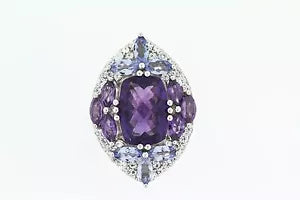 Ring-925 Amethyst - Tanzanite - White Topaz Ring - 10DOT70 cts