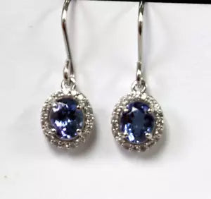 Earring-Tanzanite- White Sapphire Hook Earring