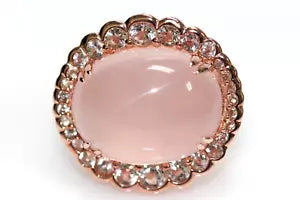 Ring-Rose Quartz - White Topaz Ring