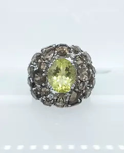 Ring-Smoky Topaz- Oro Verde- White Topaz Ring