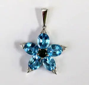Miscellaenous-Blue Topaz - Chrome Diopside 925 Silver Pendent