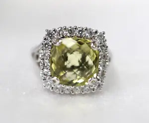 Ring-Lemon Quartz - White Topaz - Silver Ring