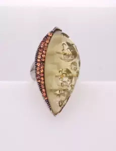 Ring-Lemon Cheese Qtz- Orange Sapphire Ring