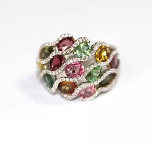 Ring-Tourmaline - White Topaz - Silver Ring