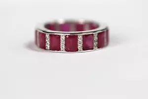 Ring-Ruby- White Topaz Silver Ring