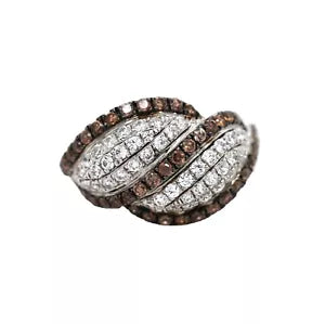 Ring-925 Brown Cubic Zirconia - White Topaz Ring - 2DOT50 cts