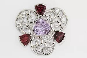 Pendant-925 SS Amethyst -Pink Tourmaline-White Topaz Pendant- 6DOT85 cts