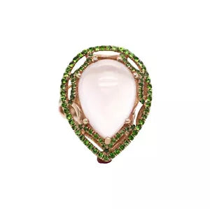 Ring-Rose Quartz- Chrome Diopside Ring