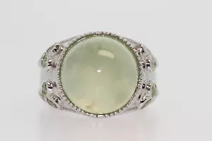 Ring-DOT925 Sterling Silver - Prehnite - Peridot Ring DOT