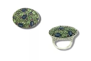 Ring-925 Kyanite-White Zircon-Rhodolite Ring