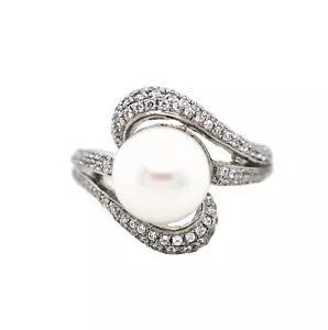 Ring-925 SS Pearl - White Topaz Ring - 7DOT26 cts
