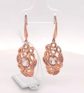 Earring-Morganite- Pink Sapphire- Diamond Dangle Drop Earring