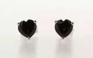 Earring-Heart-Shaped Garnet Heavy Push Back Stud Earring