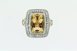 Ring-925 Citrine - White Topaz Ring - 7DOT43 cts