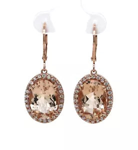 Earring-Rose Gold Plated Morganite Lever Back Drop Earring