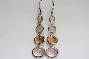 Earring-925 Lemon Quartz - Rose Quartz - Citrine Earrings - 22DOT50 cts