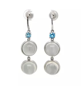 Earring-925 Moonstone - Blue Topaz Earring - 2DOT00 cts
