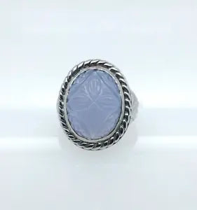Ring-Beautiful Craved Chalcedony Silver Ring