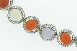 Bracelet-925 Colors of Chalcedony - White Topaz Bracelet 7 3-4 " - 73DOT84 cts