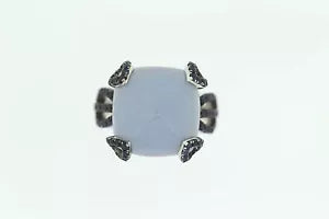 Ring-925 Blue Sapphire - Blue Chalcedony Ring - 17DOT39 cts