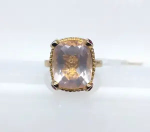 Ring-Rose Quartz- Ruby- White Topaz Ring