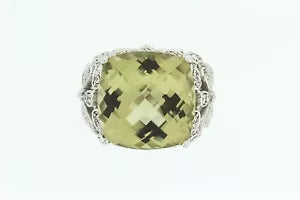 Ring-925 Lemon Quartz - White Topaz Ring - 18DOT52 cts