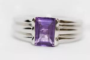 Ring-DOT925 Sterling Silver - Amethyst - Solitate Ring DOT