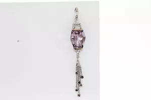 Earring-925 Rose De France - Smokey- White Topaz Pendant - 8DOT58 cts
