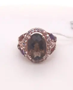 Ring-Smoky Quartz- Amethyst- Garnet Ring