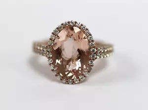 Ring-Peach Morganite - Sapphire Ring