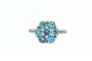 Earring-925 Blue Topaz - White Topaz Ring & Earring Set - 13DOT76 cts