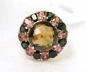 Ring-Tourmaline - Cognac Quartz Ring