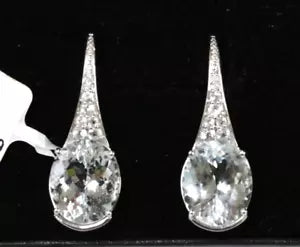 Earring-Aquamarine- White Sapphire Dangle Drop Earring