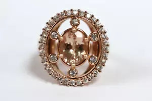 Ring-Morganite - Sapphire - Rose Gold Plated Ring