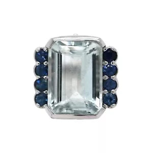 Ring-Aquamarine - Blue Sapphire Ring