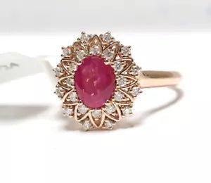 Ring-Attractive Burma Ruby with Diamond Ring