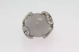 Ring-925 Blue Chalcedony - White Topaz Ring - 1DOT41 cts