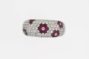 Ring-DOT925 Sterling Silver - Created Ruby - White Topaz Ring DOT