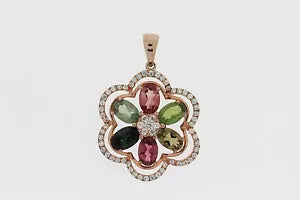 Pendant-925 Rose Vermeil Multicolor Tourmaline Pendant -4DOT65 cts