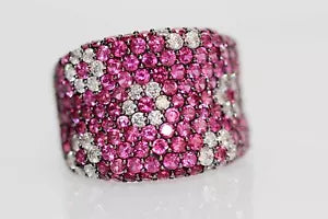 Ring-925 created Ruby-White Topaz Ring - 6DOT15 cts