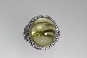 Ring-DOT925 Sterling Silver - Lemon Quartz - White Topaz Ring DOT