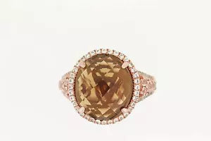 Ring-925 Cognac Quartz - White Topaz Ring - 8DOT24 cts